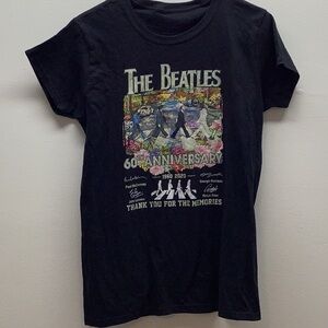 The Beatles Size Medium Black 60th Anniversary Short Sleeve T-Shirt. Preloved